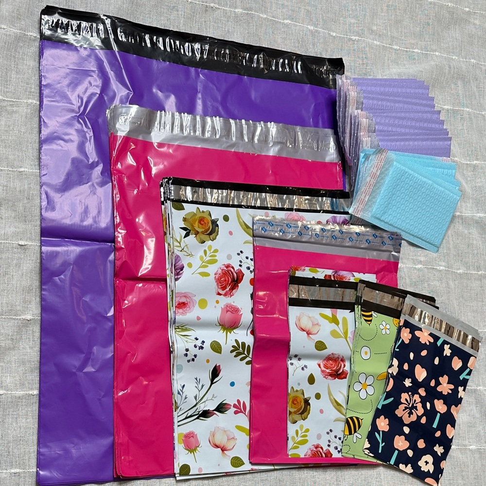 100 Items Poly Mailers & Bubble Pouch Shipping Supplies Assorted Sizes & Colors - Picture 4 of 14